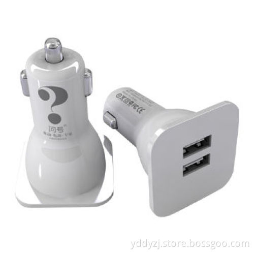 Mini Car Chargers/Adapters with Dual-output, FCC, CE and RoHS Marks